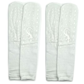 GBM Geckos - Double Tread Non-Slip Safety Socks for Hospital or Yoga - 2 Pairs (White, 2XL)