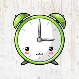 Alarm Clock Decals Peel & Stick - Wall Vinyl Stickers - Kawaii Cartoon Cute Funny Watercolor Colorful - Car Window Truck Laptop Tumbler - Boys Girls Kids Bedroom Nursery Room Decor DWSV19287