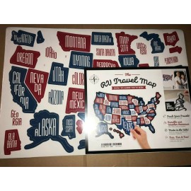 SEE MANY PLACES .com Rv State Sticker Travel Map Of The United States 19" X 13" Small RED WHITE BLUE