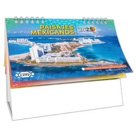 DESK CALENDAR 2025 WITH WHITE VINYL BASED AND WIRE-O: MEXICAN LANDSCAPES.
