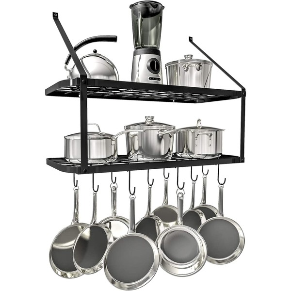 Vdomus Hanging Pot and Pan Rack - Kitchen Shelves Wall
