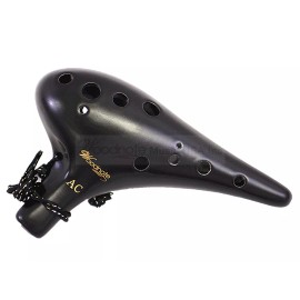 Woodnote 12 Holes Alto C Matte Black Ceramic Ocarina Flute+Bag+Fing