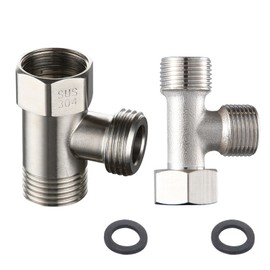 KASESSS Pack of 2 T-piece water connection, stainless steel 3-way connection valve, 3/4 t piece 1/2 t piece, water connection distributor, 3/8 inch 1/2 inch 3-way distributor, T-piece distributor