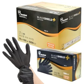 Disposable Black Nitrile Gloves, 1000 Gloves Case, Medium, Cleanshield+, Disposable Work Gloves, 6 MIL Premium Dexterity & Quality, Powder-Free, Latex-Free, Black, M