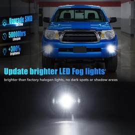 LUDARM LED Fog With DRL Light Compatible with 2005-211 Tacoma 2007-2013 Tundra 2008-2015 Sequoia 2004-2006 Solara Front Bumper Fog Lights Daytime Running Light 2PCS Clear Lens