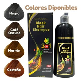 Champú Black Instant Hair Color para cabello gris, cobertura 100% gris, champú 3 en 1 para teñir el cabello negro, colorante a base de hierbas en minutos para mujeres y hombres, suave, no irrita el cuero cabelludo (Cafe Oscuro)
