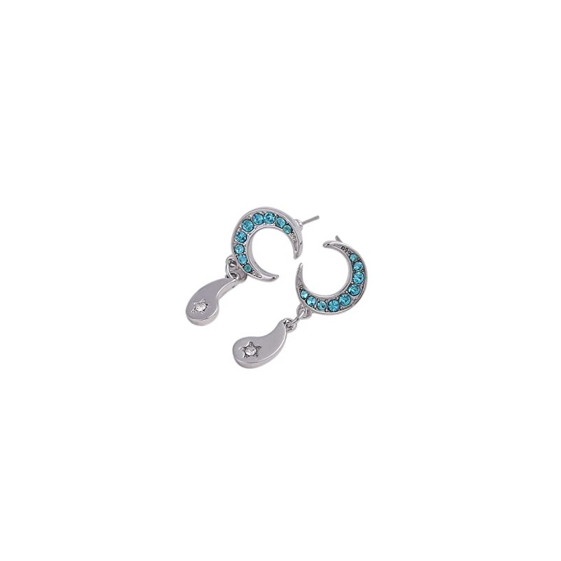 AREUM Pierced Earrings, For Both Ears, CZ Diamond, Moon, Moon,