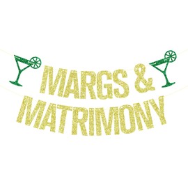 Margs & Matrimony Banner, Margarita Decoración de despedida de soltera, novia para ser, fiesta mexicana, despedida de soltera, decoración de boda, purpurina dorada