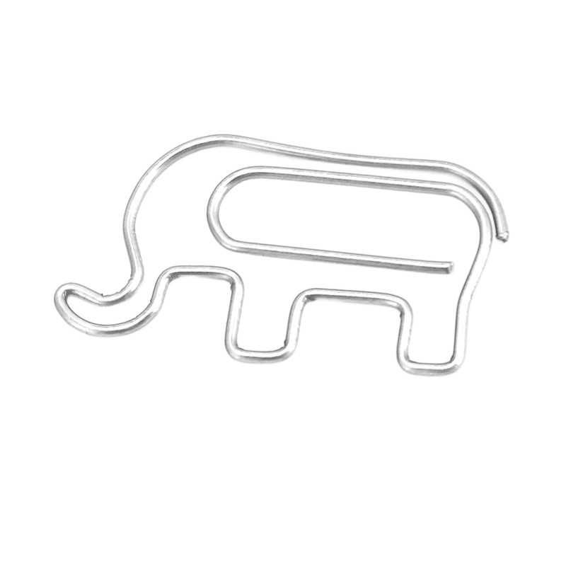 100pcs Paper Clip Cute Elephant Shaped Stainless Steel Paper Clip