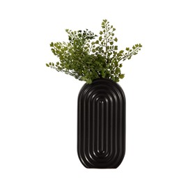 Sagebrook Home Boho Ceramic Stoneware Vase - Modern Decorative Flower Vase for Home, Office, Bedroom & Living Room - Stylish Textured Design - 11" Black