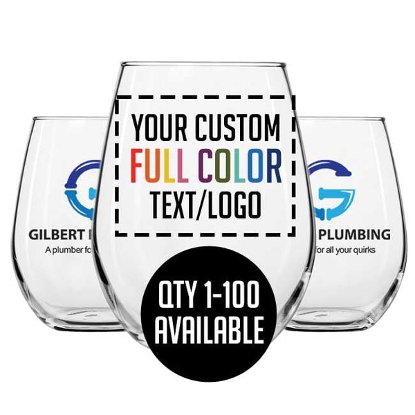 Bulk Printed 17oz Stemless Wine Glass - Custom Promotional Items