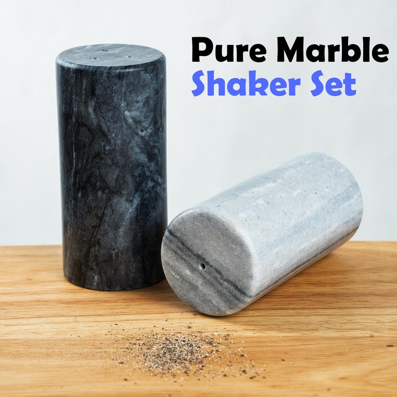 Fox Run White and Black Marble Salt and Pepper Shaker