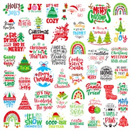Vinyl Christmas Stickers for Crafts Christmas Stickers PVC Christmas Bless Saying Stickers for Water Bottle Scrapbooking Merry Christmas Xmas Gifts Decals Christmas Inspirational Stickers 118 Styles