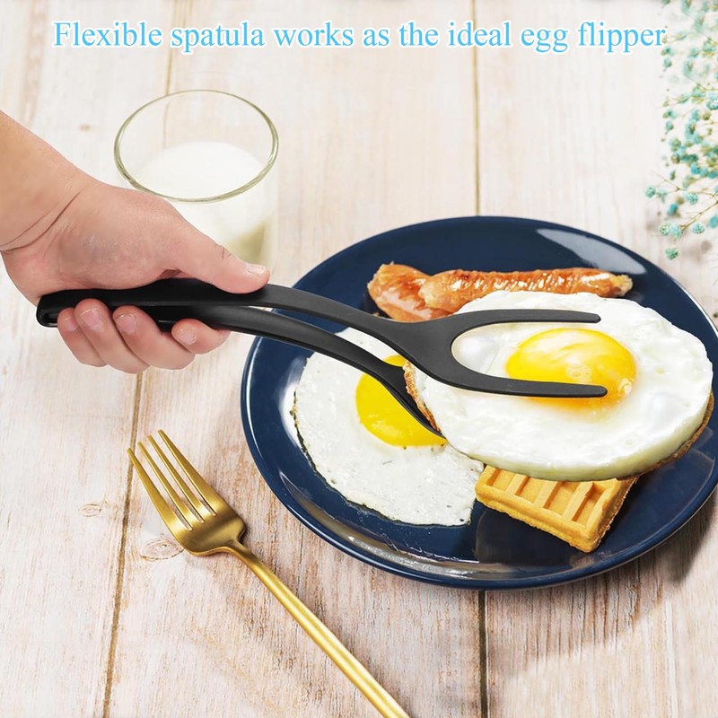 LIAMGUS Black Fried Egg Flipper, 2 in 1 Spatula, Egg