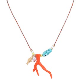 Mikovivi Boho Koralle Fisch Halskette für Frauen, Verstellbar Sommer Ocean Perlenkette Strand Schmuck für Hawaii Urlaub Festival Kleidung