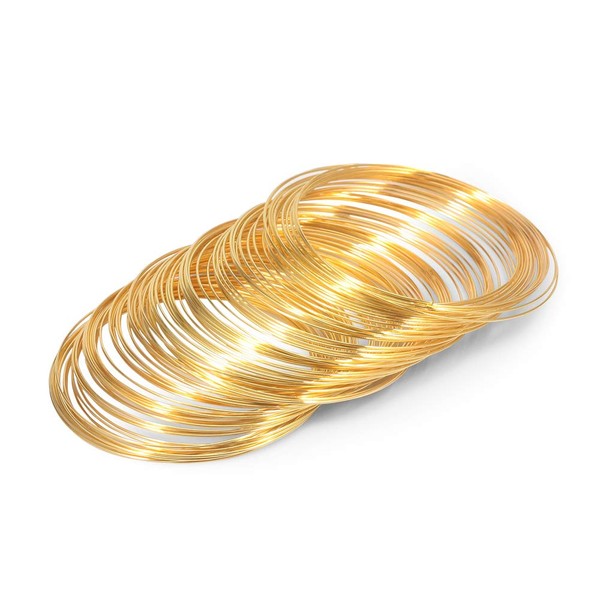 LEONTOOL 100 Loop Memory Wire Gold for Bracelet Making Memory