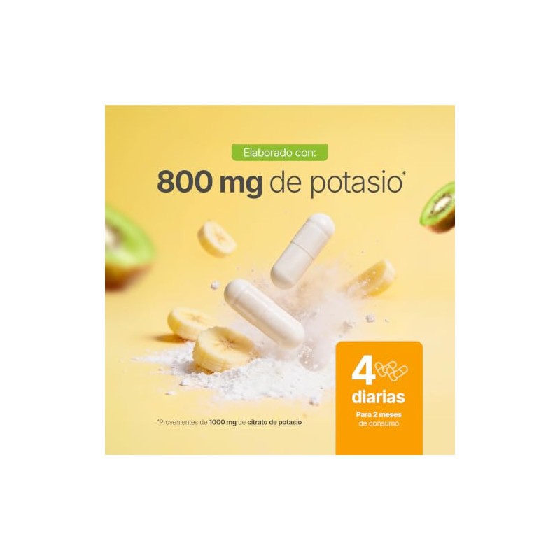 B Life Citrato de Potasio 240 cápsulas con 800mg de