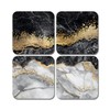 4 x Square Black Gold Coasters - Marble Effect Agate