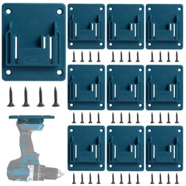 10 Packs Tool Holder Mount for Makita 18V 14.4V Power Drill, Makita 18V Tool Holder/Hanger with 42 Pcs Screws, Blue