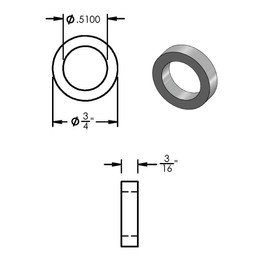 Steel Spacer 3/4" OD x 1/2" ID, Round Spacer Unthreaded Standoff Bushing Plain Finish, Fits Screws, Bolts 1/2" or M12, Metal Spacers Online (3/16" Length, 25 Pack)