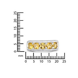 Rafaela Donata Women's Ring 925 Sterling Silver Rhodium-Plated with Yellow Citrine Gemstone Ring Size 4.00 mm, Citrine