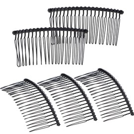 Hicarer 5 Pcs Black Metal Wire Hair Combs, 20 Teeth Wire Twist Bridal Wedding Veil Combs