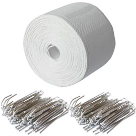Curtain Pleat Tape, 9 Meters/9.8 Yards Pleater Tape for DIY Pinch Pleat Curtain, Included 30 Pcs Stainless Steel 4 Prongs Curtain Pleater Hooks, White