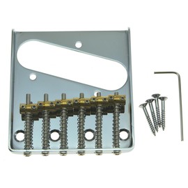 KAISH Chrome Vintage Tele Ashtray Style Electric Guitar Bridge with 6 Brass Saddles Fits TL Electric Guitar