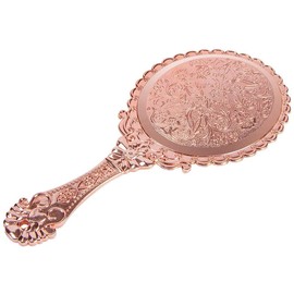 XPXKJ XPXKJ Hand Mirror Vintage Handheld Mirror with Handle Vanity Makeup Mirror Travel Mirrors (Oval, Rose Gold)