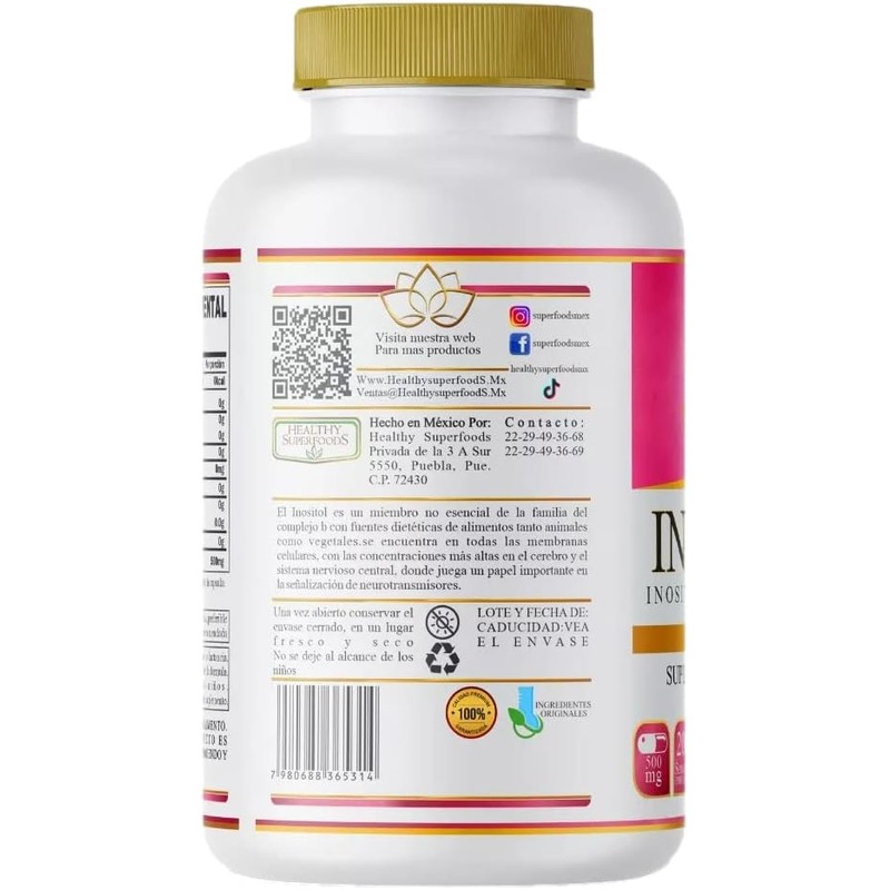 Inositol Puro 200 Cápsulas De 500mg Premium 200 Servicios