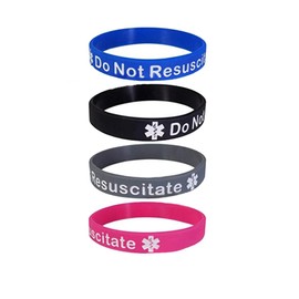 GMXLin DNR Medical Alert ID Silicone Bracelet 4 Pack Sport Rubber Medical Awareness Emergency Wristbands for Men Women