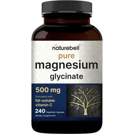 Naturebell Pure Magnesium Glycinate 500mg, 240 Veggie Capsules | 100% Chelated & Purified – 3rd Party Tested, Vegan Friendly, Non-GMO, Filler Free