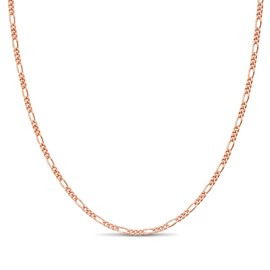 KEZEF 18k 2mm Rose Gold Plated 925 Sterling Silver Necklace Chains Italian Figaro 22 Inch Necklace Chain Solid Silver Necklace for Women Mens Necklace Chain