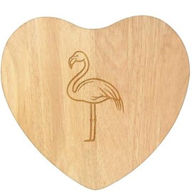 'Cartoon Flamingo' Wooden Heart Shaped Chopping/Cutting Board (WB00084399)