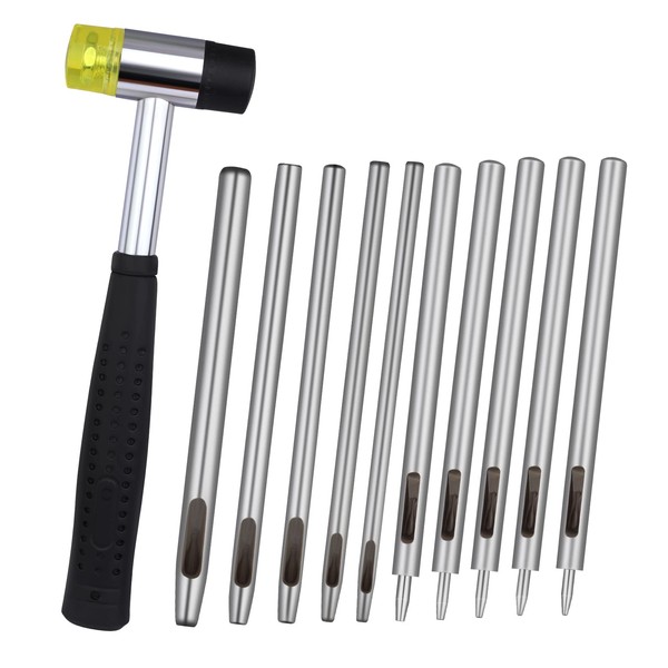10 Pcs Leather Hole Punch Set, 0.5mm-3.5mm Leather Punch Tool,