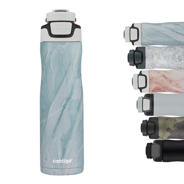 Contigo Autoseal Couture Stainless Steel Water Bottle with Autoseal Technology, 100% Leak-Proof, Insulated Drinking Bottle Keeps Drinks Cold for up to 28 Hours, BPA Free, 720 ml, Amazonite
