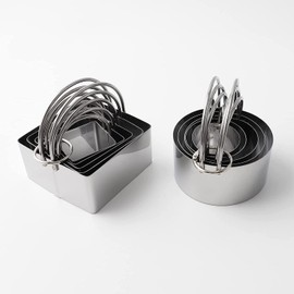 10 Pieces of Round and Square Biscuit Cutters with Handles - Professional Baking Dough Tools - Premium Stainless Steel Circle Cookie Cutters - Nest for Easy Storage - Great Gift for Chefs