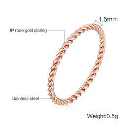 INRENG Women's Stainless Steel 1.1mm Twisted French Rope Thin Wedding Ring Rose Gold Size 7