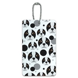Luggage Card Suitcase Carry-On ID Tag - Dog Puppy - Boston Terrier Face