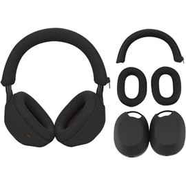 Adhiper 3 Set Case Cover for Sony WH-1000XM5 Headphones,Embody EarPad Cover/Ear Cover/Headband Cover/Headband Cushion Protector,Washable Sweat Proof Soft Silicone Headphones Accessories（Black）