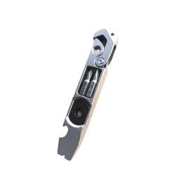 TC4 Titanium EDC Pocket Pry Bar Multitool | 8-in-1 Ratchet Wrench,Hidden Screwdrivers, Bottle Opener, Nail Puller | 20mm Jaw & 6.35mm Bit Socket | Emergency Tool for Camping,DIY,Survival (115mm, 60g)