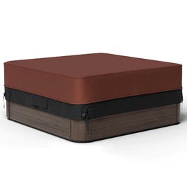 CFFNCH Hot Tub Cover - 600D Polyester Square Hot Tub Covers Waterproof & UV Protection SPA Covers for Hot Tub Outdoor Heavy Duty Cover Protector Hot Tub Covers Replacement (85 x 85 inch,Brown)