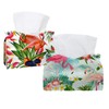 2 Pack Tissue Box Cover Holder, Flamingo Birds Rectangle Leather