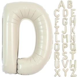 TONIFUL 40 Inch Large Cream White Letter D Balloons Giant Alphabet Letter Balloons,Foil Mylar Big Balloons for Birthday Party,Anniversary,Baby Shower,Wedding Supplies Decorations