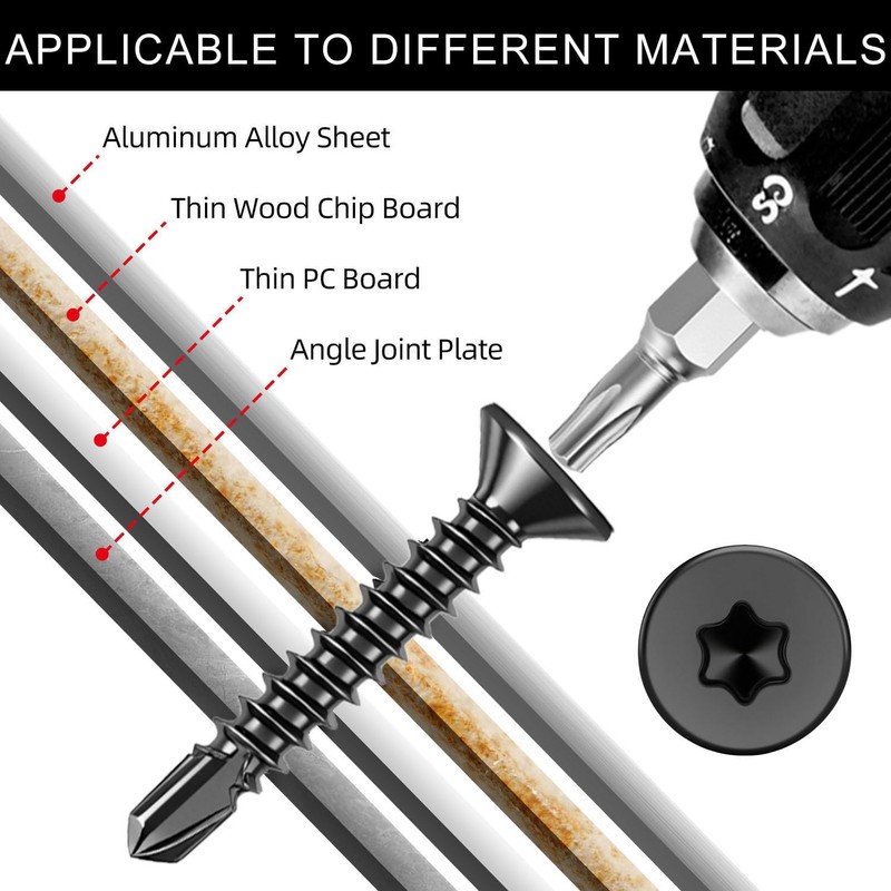 FandWay 100Pcs Torx Self Tapping Screws for Steel,M4.2x25mm Countersunk Self