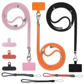 Universal Cell Phone Lanyards, 3Pcs Neck Strap and 6Pcs Tether Patches with 3Pcs Wrist Strap Adjustable Buckle, Adjustable Phone Strap Wrist Crossbody Neck Lanyard for Most Smartphone