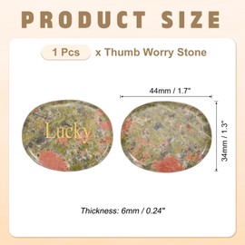 PATIKIL Natural Thumb Worry Stone, 1.7"x1.3" Oval Crystal Stone with Inspirational Words, Pocket Rock Anxiety Crystals for Women Stress Gifts Meditation, Green Pink(Style 40)