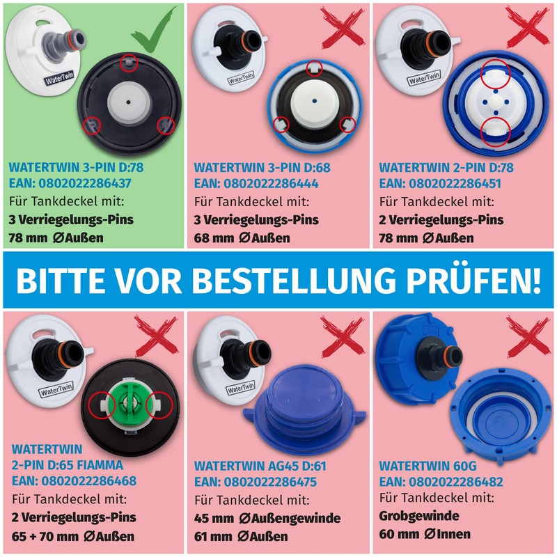 Water Tank Cap with Connection for Gardena Systems for Motorhomes,