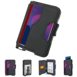 tizmuo Wallet for Men, Slim Wallet for Men with Money Clip, Pop Up Card Case, RFID Blocking Bifold Wallets, Minimalist Leather Slots Credit Card Holder, Stonewashed Black, Minimalist