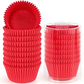 Standard Red Cupcake Liners for Baking 200 Counts - Caperci Greaseproof Muffin Baking Cups for Wedding Birthday Party Baby Shower Festivals (Red)